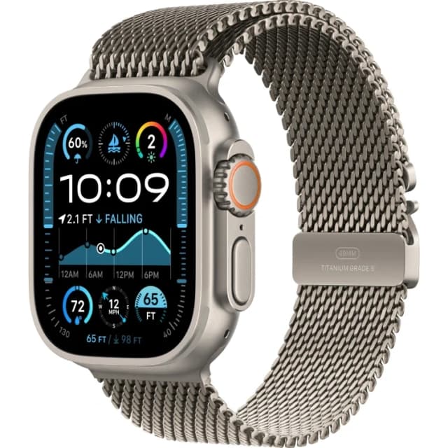 Apple Watch Ultra 2 (2024) GPS+Cellular 49mm, Natural Titanium, Titanium Milanese Loop "Natural", размер M 145-190mm (MX5R3)