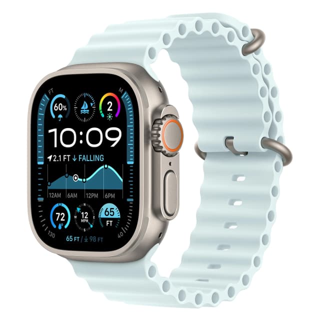 Apple Watch Ultra 2 (2024) 49mm Natural Titanium, Ocean Band, Ice Blue
