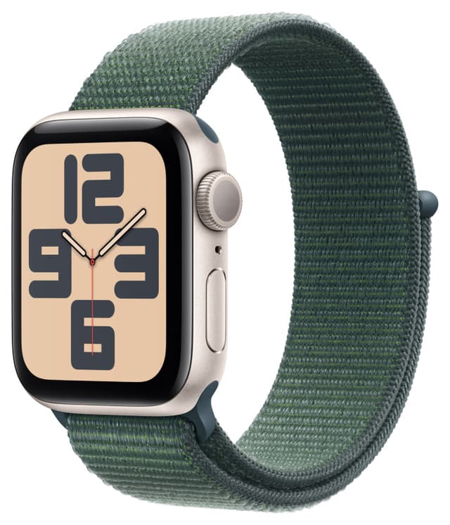 Apple Watch SE 2024, 40 мм, алюминий цвета "Starlight", Lake Green Sport Loop (MXEH3)