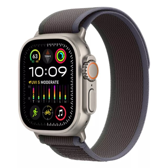 Apple Watch Ultra 2 49mm Titanium Trail Loop, Blue/Black M/L