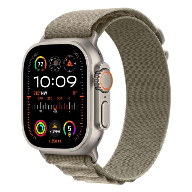Apple Watch Ultra 2 49mm Titanium Alpine Loop, Olive M