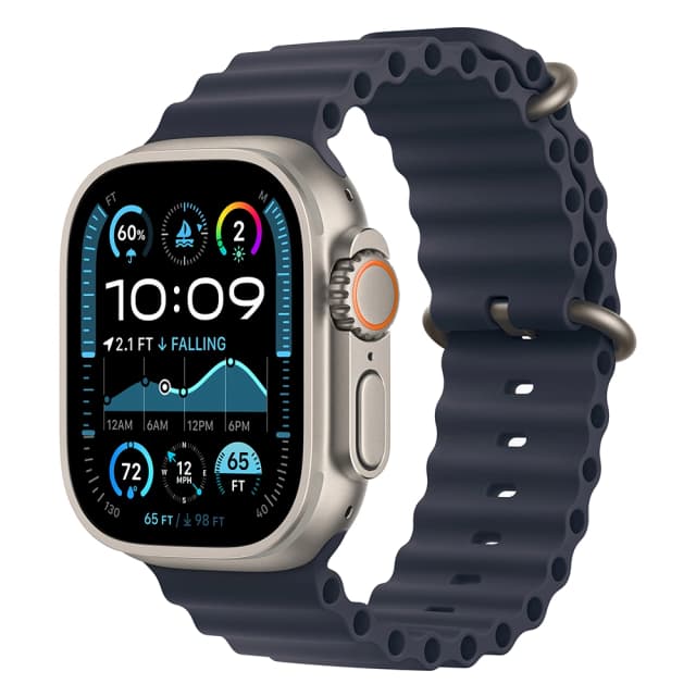 Apple Watch Ultra 2 (2024) 49mm Natural Titanium, Ocean Band, Navy