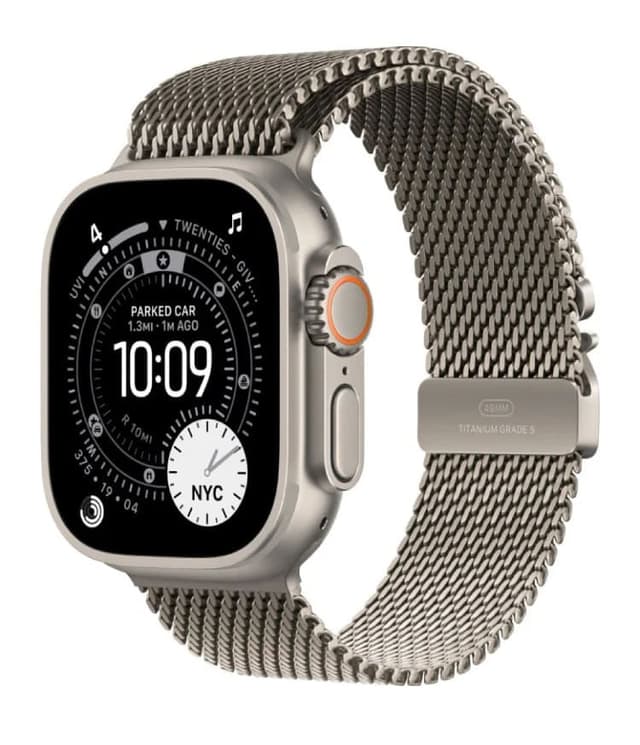 Apple Watch Ultra 3 (2025) GPS+Cellular 49mm, Natural Titanium ремешок "Titanium Milanese Loop", размер L 165–210mm (MF0E4)