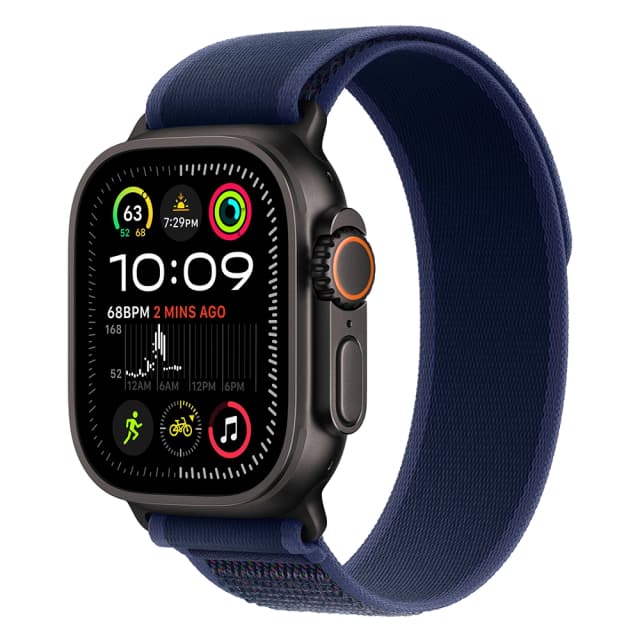 Apple Watch Ultra 2 (2024) 49mm Black Titanium, Trail Loop, Blue S/M