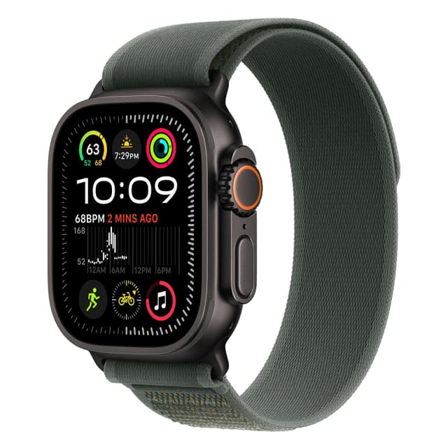 Apple Watch Ultra 2 (2024) 49mm Black Titanium, Trail Loop, Green M/L