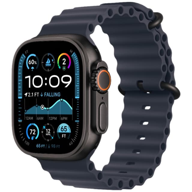 Apple Watch Ultra 2 (2024) GPS+Cellular 49mm, Black Titanium ремешок "Navy Ocean Band" один размер 130-200 mm (MYTC3)