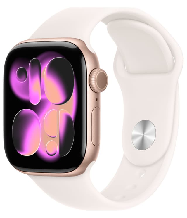 Apple Watch Series 11, 42 мм, алюминий цвета «Rose Gold», спортивный ремешок "Light Blush", S/M (MEU04)