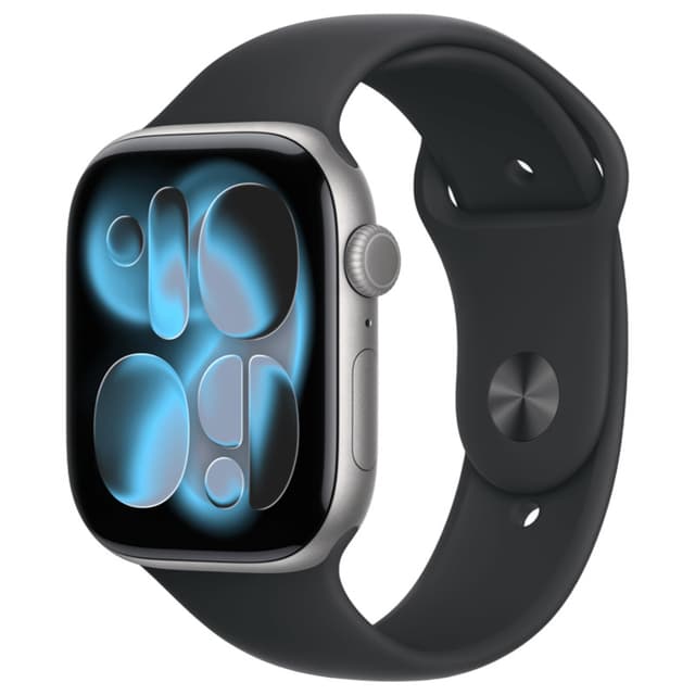 Apple Watch Series 11, 46 мм, алюминий цвета «Space Gray», спортивный ремешок "Black", S/M (MEV04)