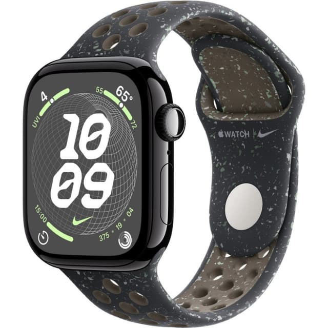 Apple Watch Series 10, 42 мм, алюминий цвета «черный глянец», Midnight Sky Nike Sport Band, M/L (MWWX3)