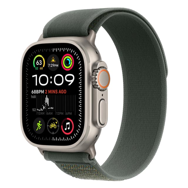 Apple Watch Ultra 2 (2024) 49mm Natural Titanium, Trail Loop, Green S/M