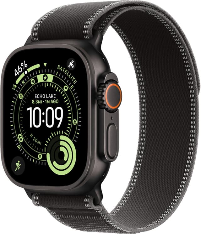Apple Watch Ultra 3 (2025) GPS+Cellular 49mm, Black Titanium ремешок "Black/Charcoal Trail Loop" S/M 130-190 mm (MF1D4)