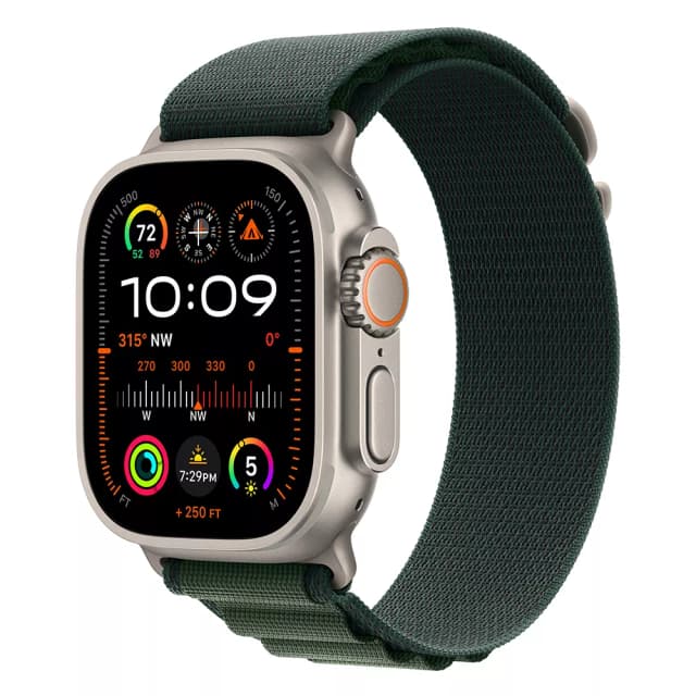 Apple Watch Ultra 2 (2024) 49mm Natural Titanium, Alpine Loop, Dark Green S