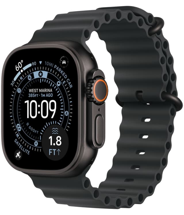 Apple Watch Ultra 3 (2025) GPS+Cellular 49mm, Black Titanium ремешок "Black Ocean Band" один размер 130-200 mm (MF0J4)