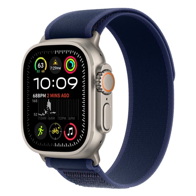 Apple Watch Ultra 2 (2024) 49mm Natural Titanium, Trail Loop, Blue S/M