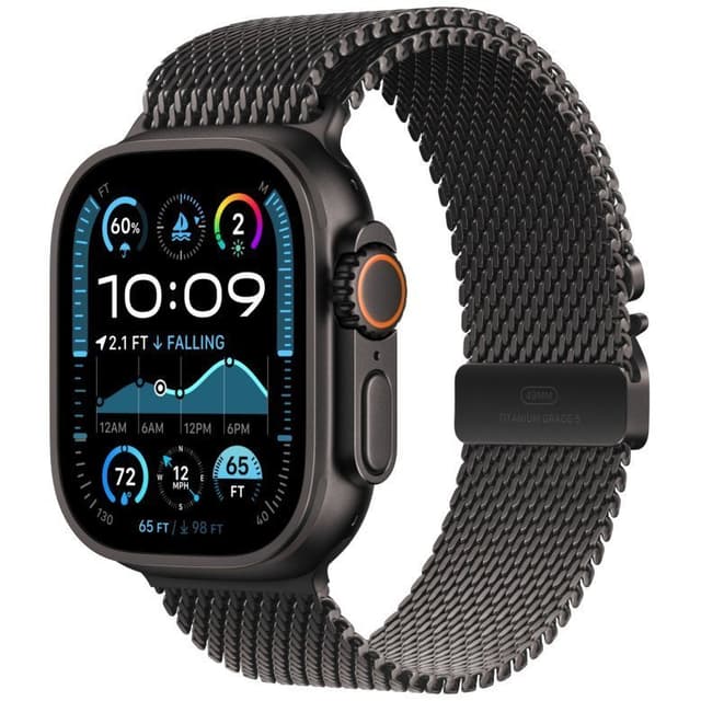 Apple Watch Ultra 2 (2024) GPS+Cellular 49mm, Black Titanium, Titanium Milanese Loop "Black", размер M 155-185mm (MX5U3)