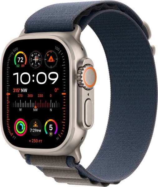Apple Watch Ultra 2 GPS+Cellular 49mm, ремешок "Blue Alpine Loop" размер L 165-210 mm (MREQ3)