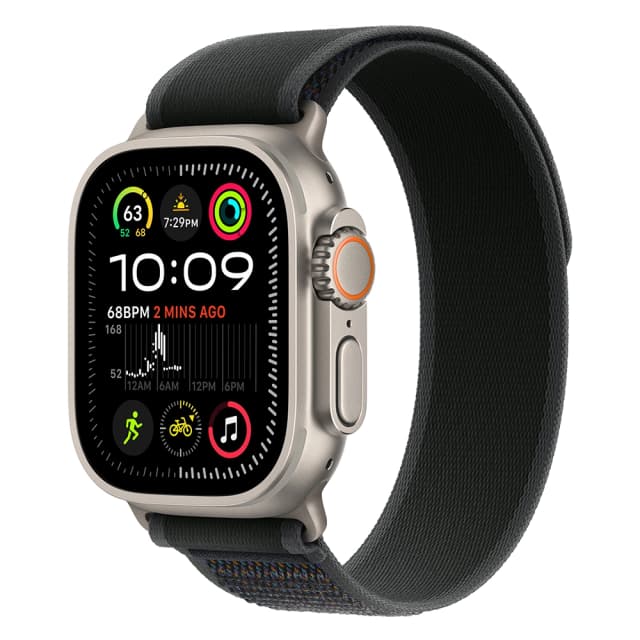 Apple Watch Ultra 2 (2024) 49mm Natural Titanium, Trail Loop, Black S/M