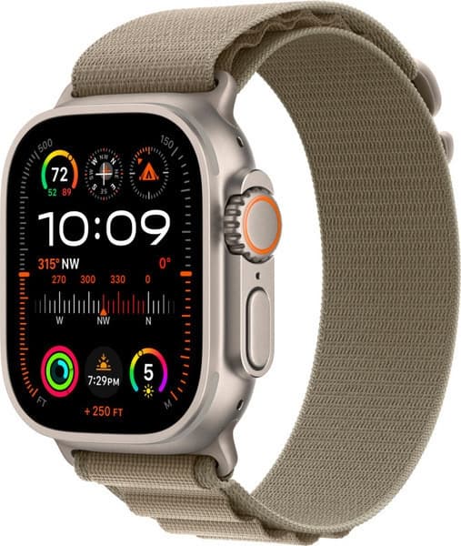 Apple Watch Ultra 2 GPS+Cellular 49mm, ремешок "Olive Alpine Loop" размер L 165-210 mm (MRF03)