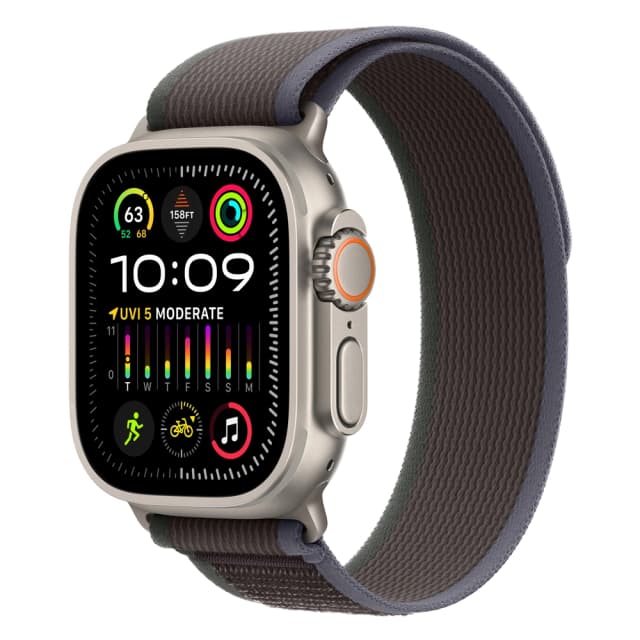Apple Watch Ultra 2 49mm Titanium Trail Loop, Blue/Black S/M