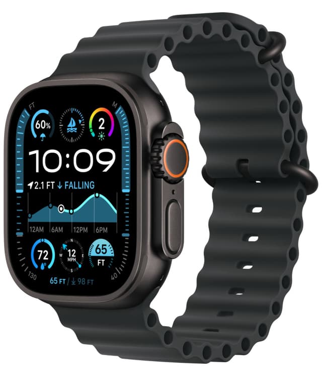 Apple Watch Ultra 2 (2024) GPS+Cellular 49mm, Black Titanium ремешок "Black Ocean Band" один размер 130-200 mm (MX4P3)